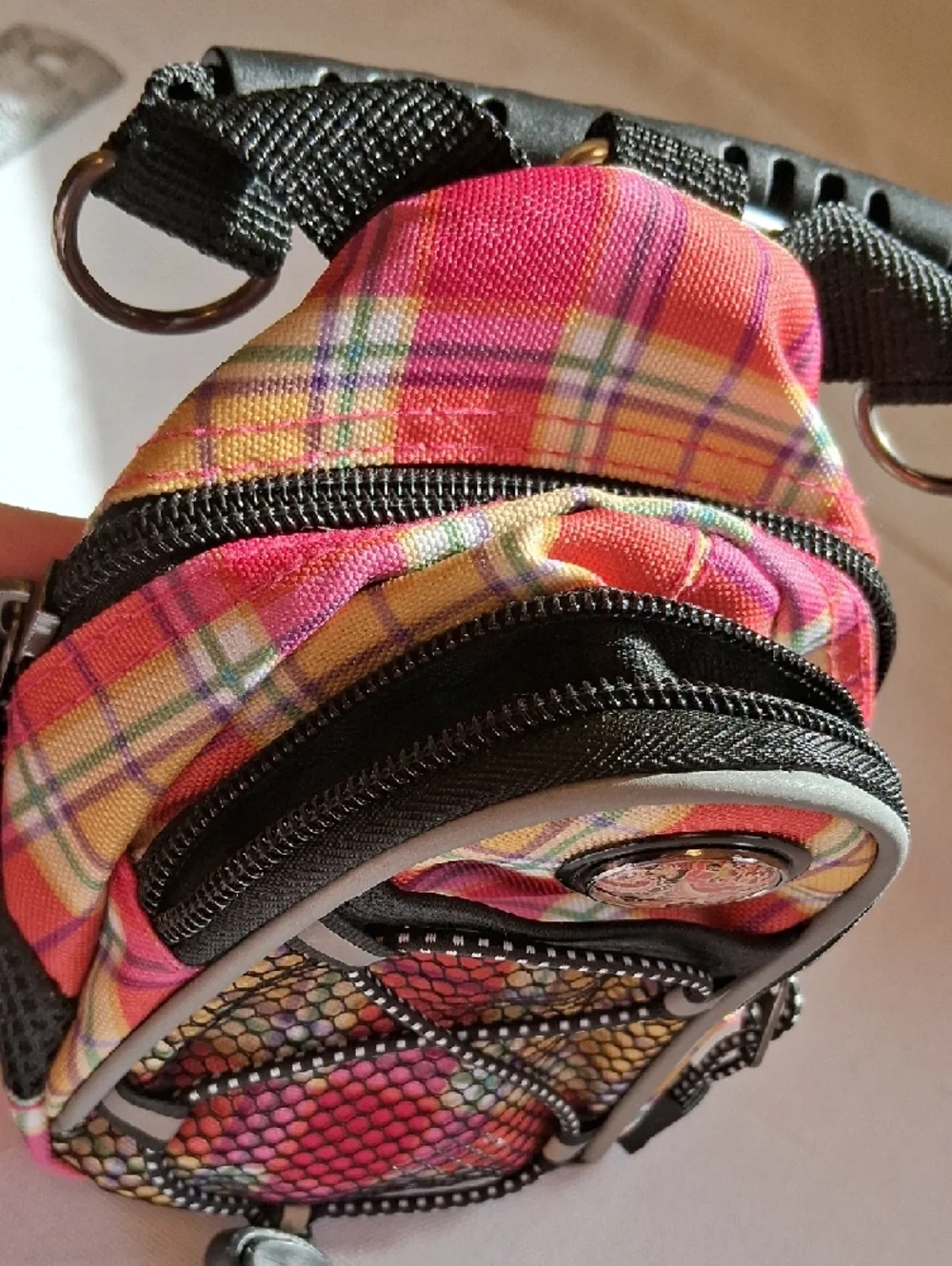 Mini Plaid Backpack Bag in Pink and Yellow